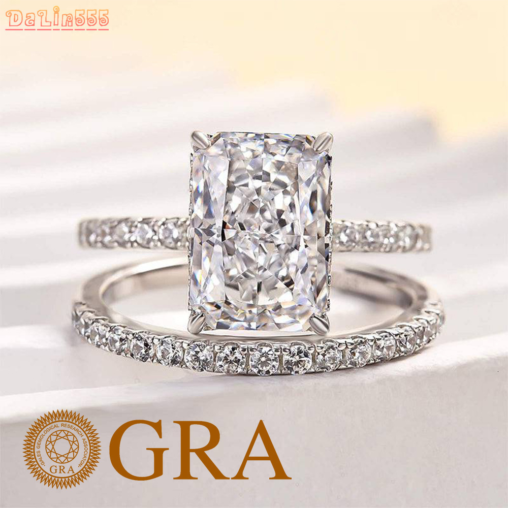 Luxury Designer Style 925 Sterling Silver Non-Fading Ring Set 3ct Moissanite Diamond Anillos Engagement Wedding Ring Set