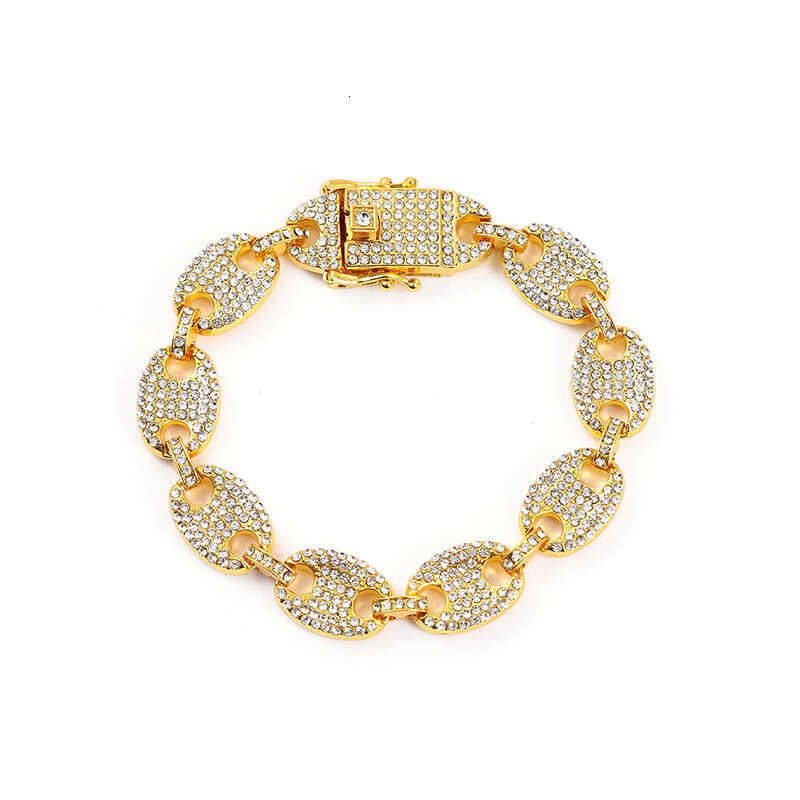 luxury necklace Big Gold Hip Hop Full Diamond Neck Chain DIY Bracelet Cuban Anklet Pig Nose Necklace