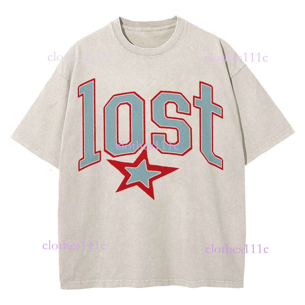 New Arrivals % Cotton Vintage Washed Mgk Lost Americana T-Shirt Summer Fashion Men Streetwear Hip Hop Oversize Acid Wash Tees Shirts Tops Luanyun
