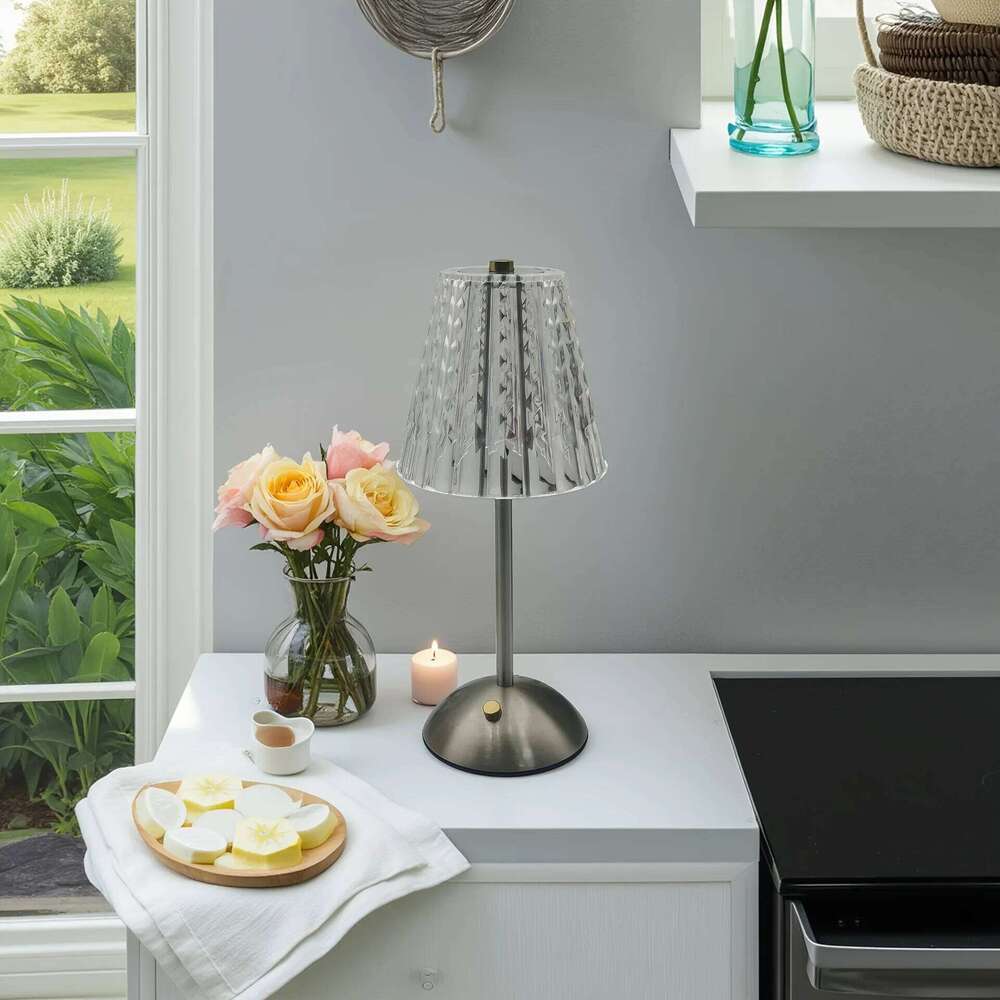 Crystal Retro Table Bedroom Bedside Luxurious Atmosphere Lamp Rechargeable Dimming LED Light Z260127