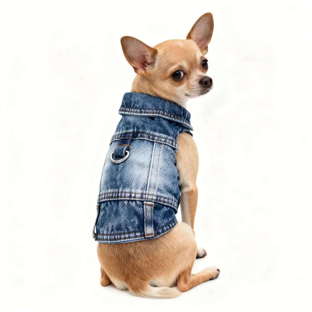 Dog Jeans Jacket ,Cool Puppy Summer Clothes ,Dog Denim Shirts for Small Boy Dogs Cats Outfits Washable Durable Harness Vest XJ260127