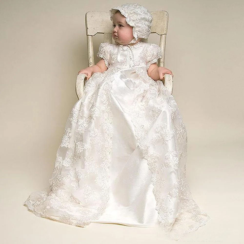 Vintage Embroidery Baby Girl Baptism Dress 1st Year Birthday Party Wedding Christening Gown Infant Toddler Clothing 3 pcs Set 260124
