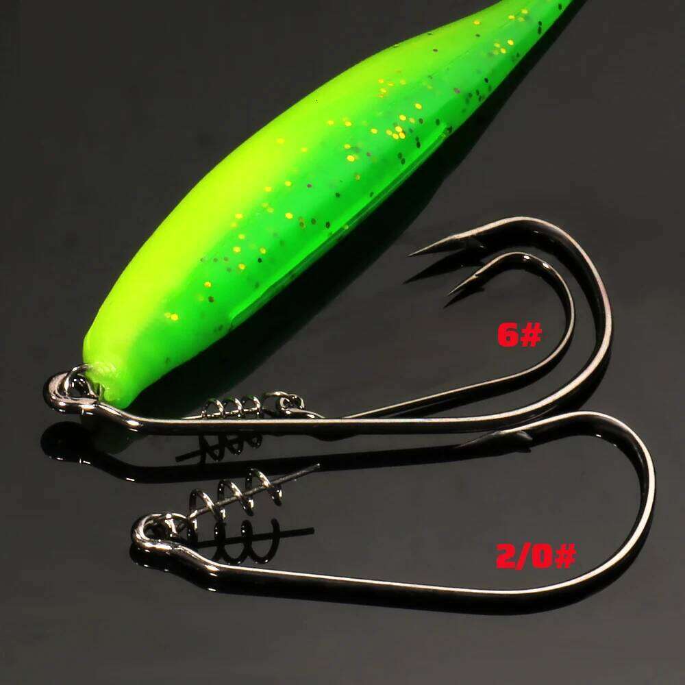 20PCS Screw Lock Hook 1# 9/0# Offset Worm Hooks with Spring Twist Pin Sharp Crank for Soft Lure Fishing Spring-lock Fishhook Z260128