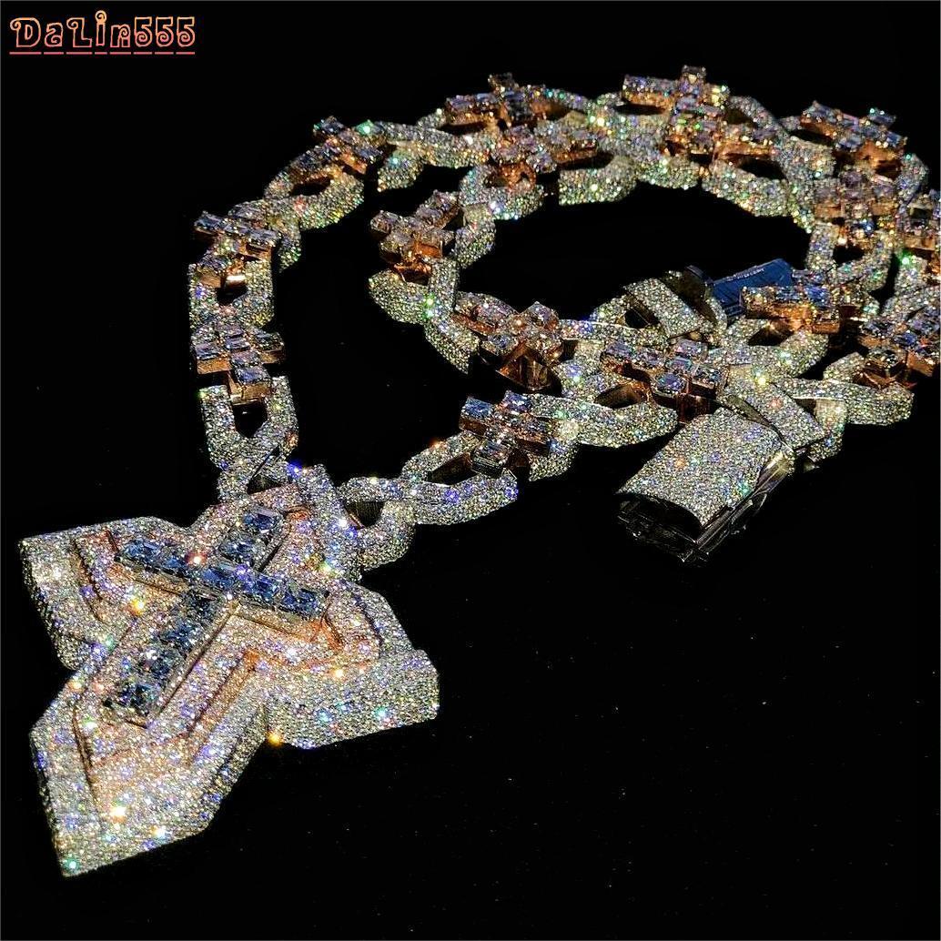 2026 new Luxury Moissanite Cross Pendant Hiphop Princess Cut Custom Chain 925 Sterling Silver Custom Moissanite Pendant