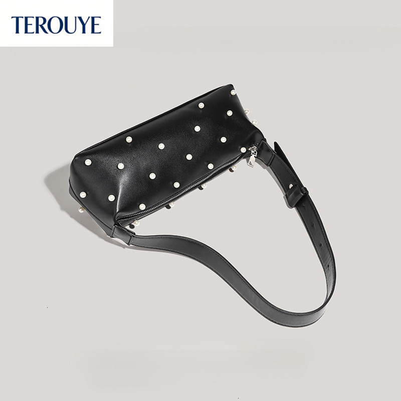 TEROUYE autumn and winter new light luxury elegant pearl handbag rectangular bag trend versatile niche bag design armpit bag bag