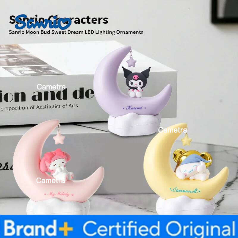 Sanrio MINISO Nightlight Anime Kuromi/Melody Moonbud Sweet Sleep Bedlight Decoration Desk Lamp Kawaii Christmas Gift H260128