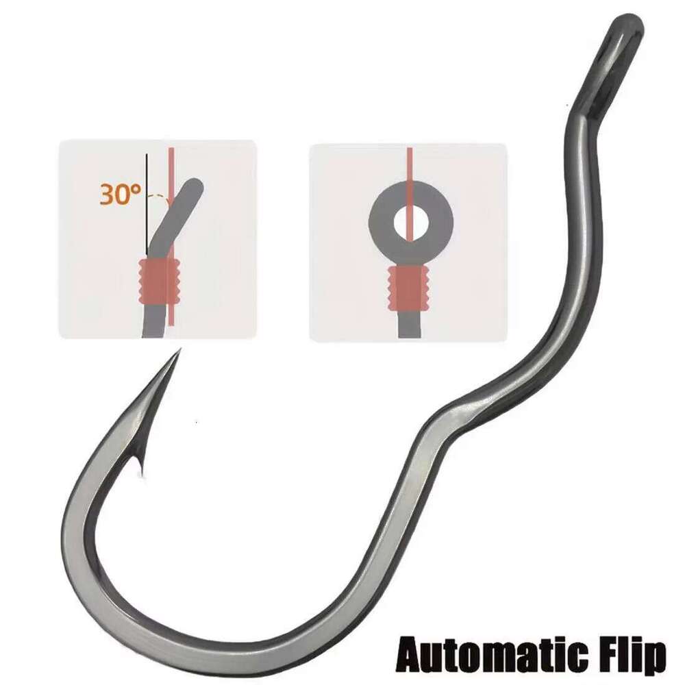 50 Pcs Durable Automatic Flip High Carbon Steel Fishhook With Eye Anti Slip Hook Sharp Barbed Fishing Tackle Accessories Z260128