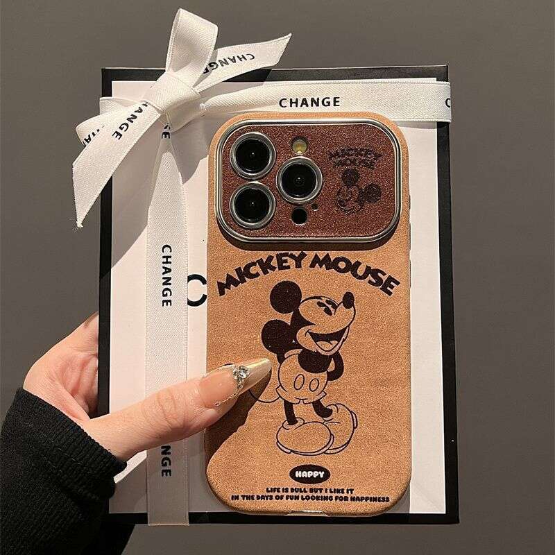 Cartoon Mickey Fleece Leather Compatible with Apple 16 Phone iPhone 15 Protective Cover 14/13 Full Coverage 12 Soft Case S260128