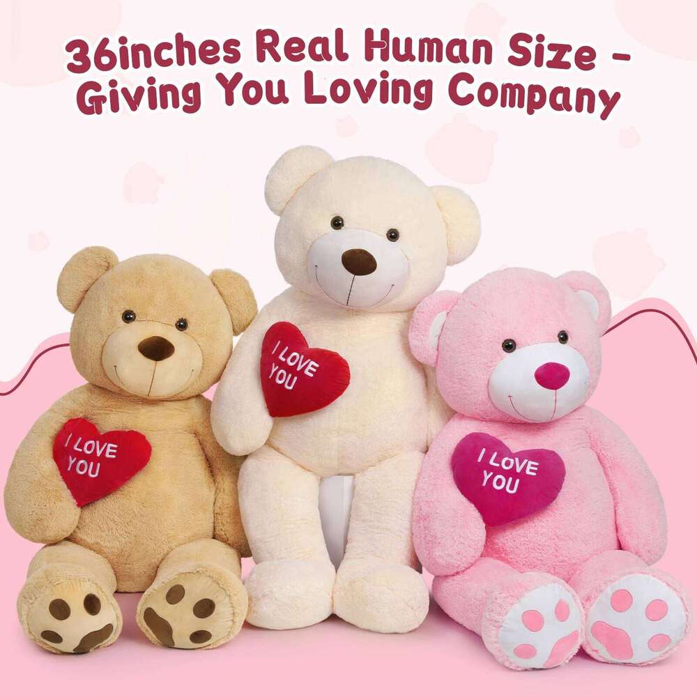 MaoGoLan Big with I Love You Red Heart, 36" Cuddly Large Teddy Bear Gift for Kids,Boyfriend,Girlfriend.Wife Y260128