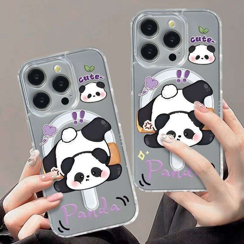 Playful Panda Compatible with Apple 17PRO Phone iPhone 16PRO Magnetic 15 Cute 14 Hard Case 13 Adorable S260128