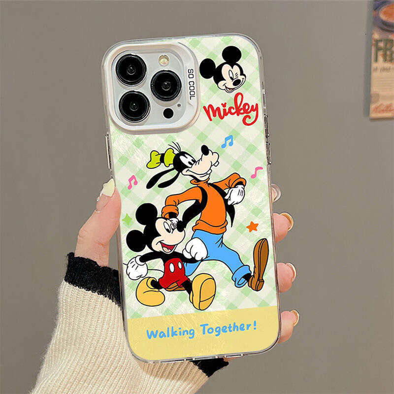 Animated Mickey Goofy Suitable for iPhone 16 Pro Max Case 15 Plus Silver Color 14 Shockproof 13 Cartoon S260128