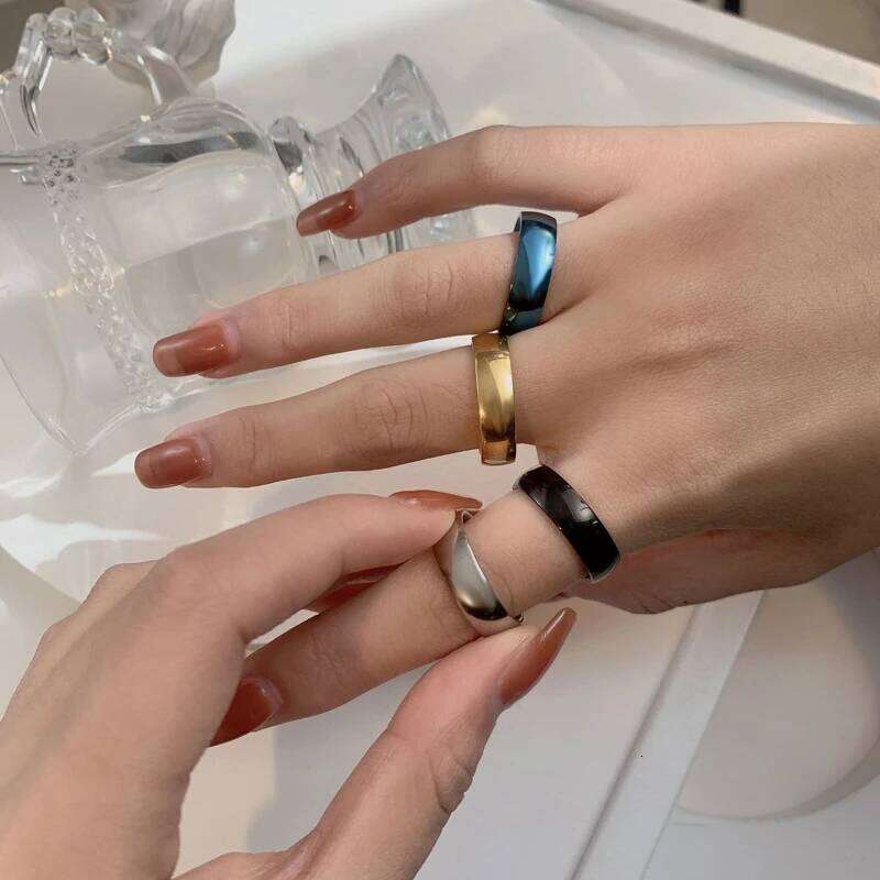 6 8mm Matt Stainless Steel Simple Design Plain Titanium Gold Tone Silver Plated Black Blue Rings Men Woman Jewelry Gift XJ260127