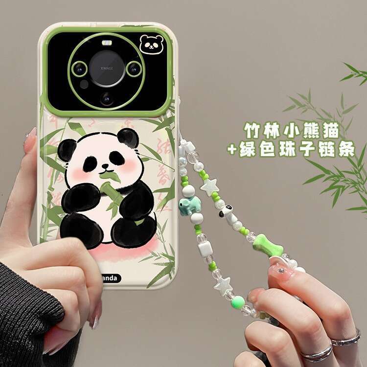Compatible with Huawei Mate60 Phone Case Vivo S17 Bamboo Forest Panda Chain Oppo Flip Cover Mirror Xiaomi 14 Pro S260128