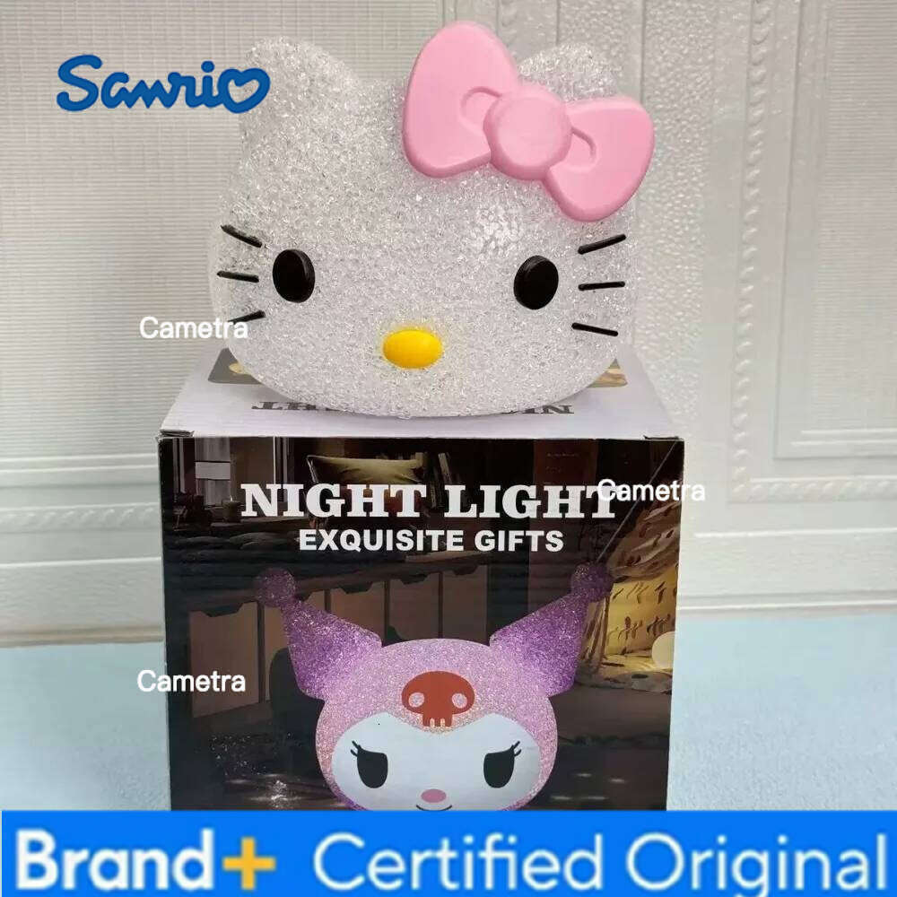 Sanrio Kawaii Hello Kitty Stitch Particle Projection Night Light Cartoon Kuromi 3D Doll Reading Creative Desk Lamp Kids Gifts H260128