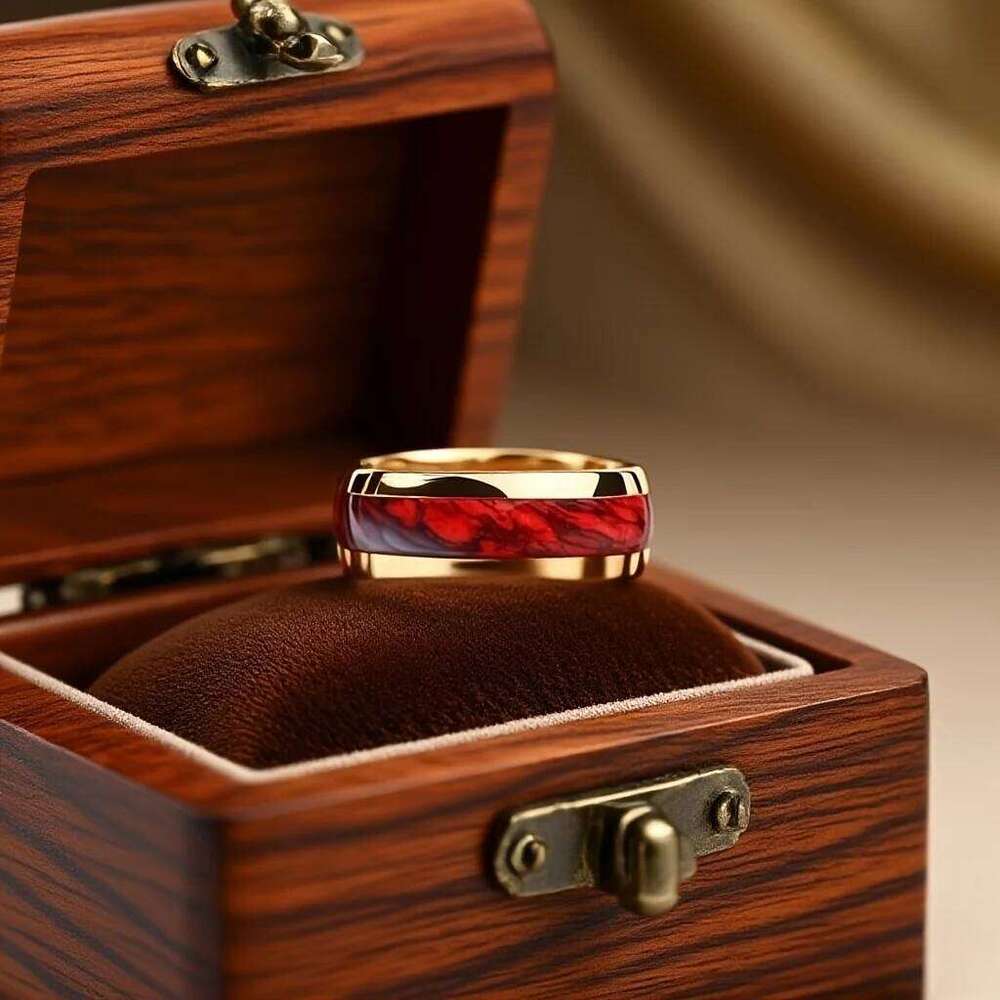 8MM Fashion Men Women Red Stainless Rings Unique Wedding Engagement Band Jewelry Party Unisex Steel Ring Accessories XJ260127