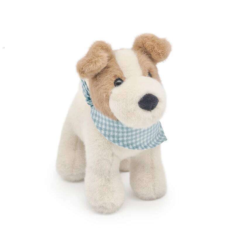 20cm Wire Fox Terrier Plush Toy with Bib-Soft Adorable Dog Stuffed Animal Plushie For Kids Birthday Gift Home Decor Y260128