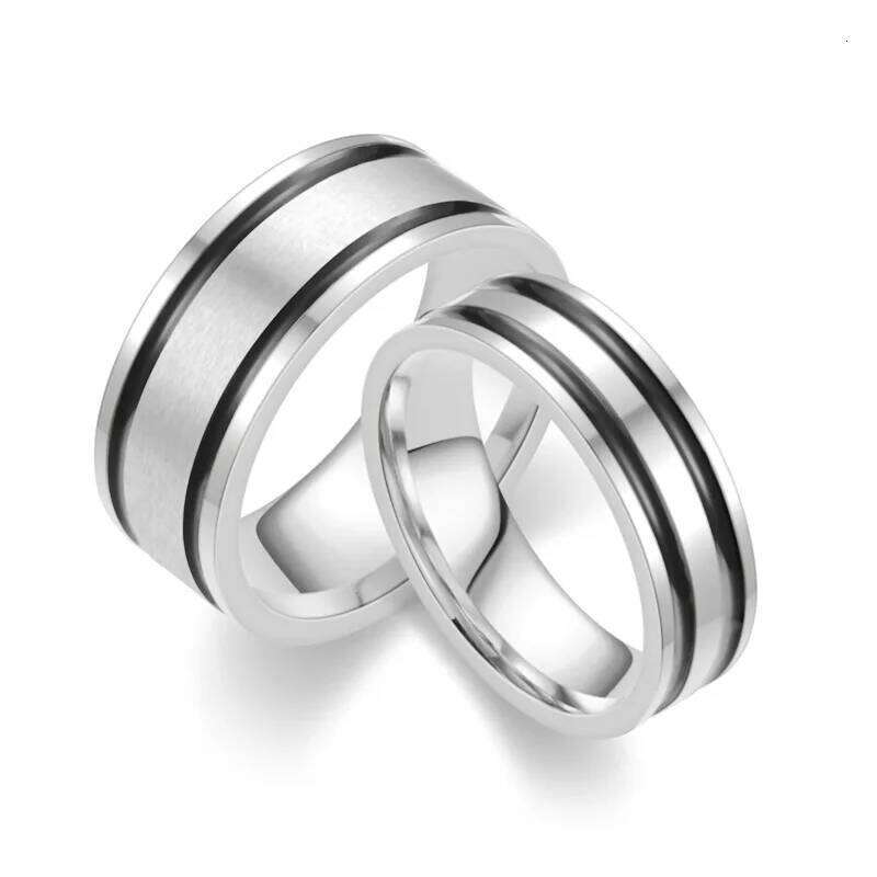 8MM Double Groove Lovers Stainless Steel Silver Color Simple Couples Rings Women Men Wedding Jewelry Accessories For Gift XJ260127