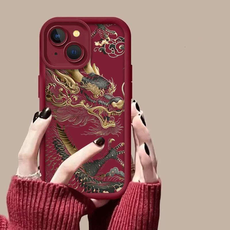 Compatible with Apple 16 Sky Eye Ladder High Bamboo Phone Case 15/14/13/12 Majestic Chinese Dragon Protective Cover X S260128