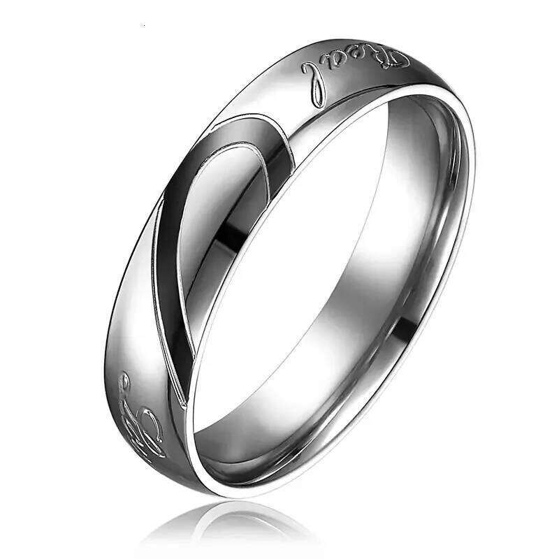 Matching Promise For Couples Love You Forever Wedding Bands Sets Him and Her Half Heart Rings Stainless Steel Comfort Fit XJ260127