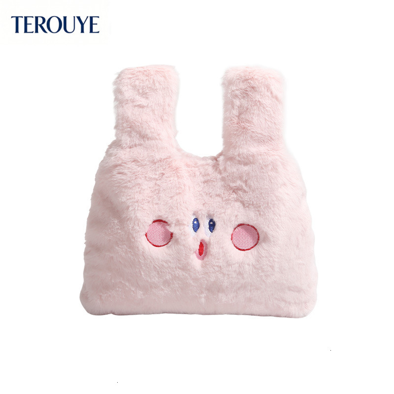 TEROUYE autumn bag and winter new plush handbag niche design cute soft design trendy versatile girl cartoon bag embroidery style