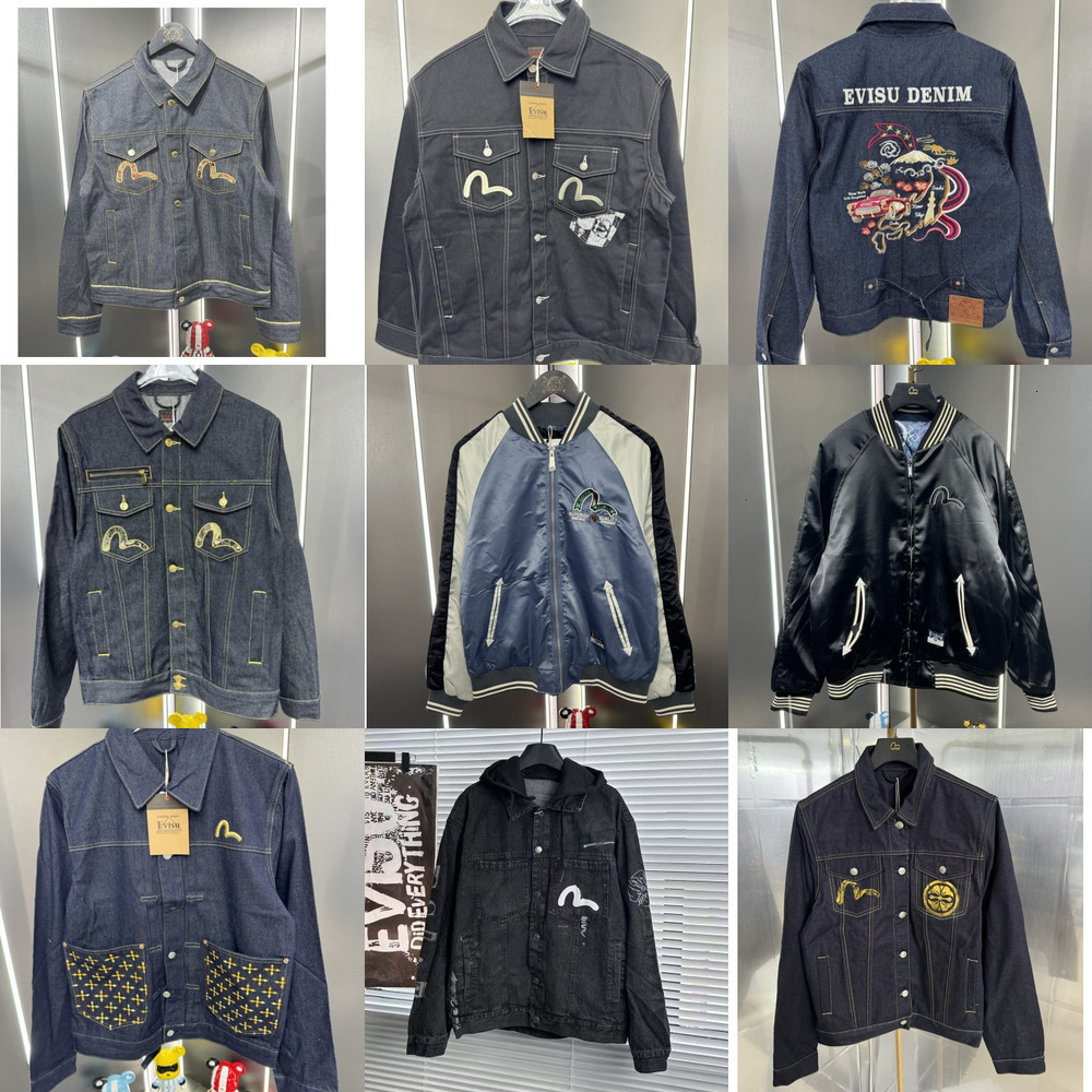 EVI Designer Men's Denim Jacket Fashion evisuly Embroidery Large M Print Trendy Versatile Short Jacket Y2k Vintage Denim Streetwear Brand Evi Denim jackets