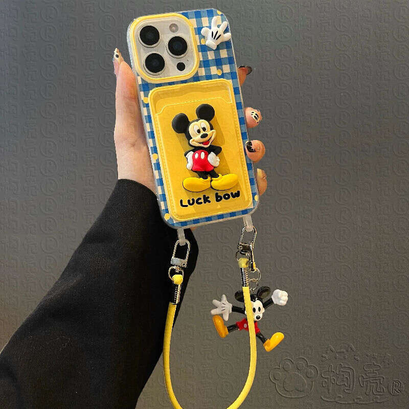 Mickey 16 Pro Max Phone 15 New 13 Women Apple 14 Soft Case iPhone 12 Crossbody S260128