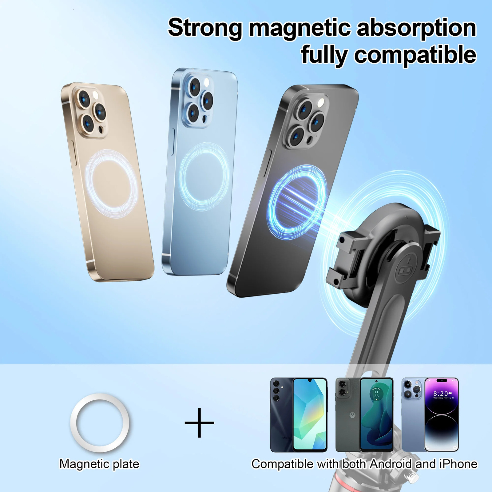 C20 Magnetic Selfie Stick Tripod for iPhone 12-16 Pro Max Travel Stand with Magsafe Phone Clamp for Android Smartphone 260127