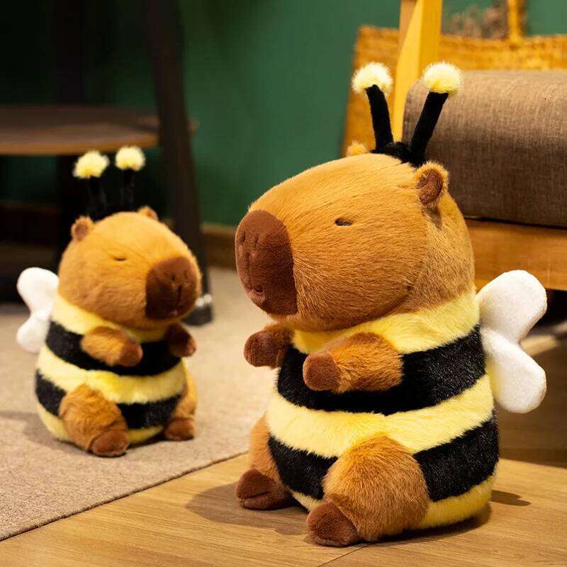 Kawaii Simulation Bee Plush Doll Soft Stuffed Animal Toy for Kids Capybara Lovers Room Decor Y260128