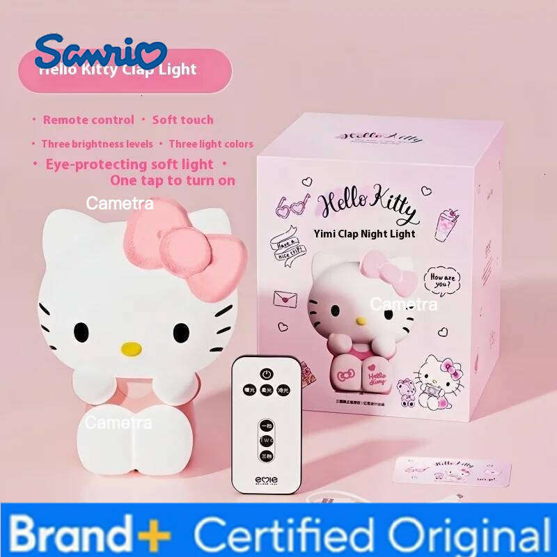 Sanrio New Kt Cat Touch Night Light Kawaii Bedside Lamp Cute Anime Decoration For Girls Room Gift With Soft Glow H260128