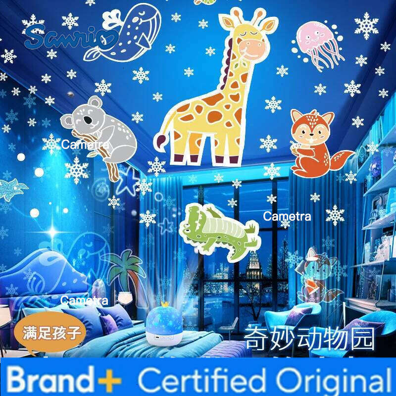 Sanrio Crown Galaxy Projector Night Lamps for Boy Anime Hello Kitty Kuromi Cinnamoroll Girl Multicolor Projection Led Light Gift H260128