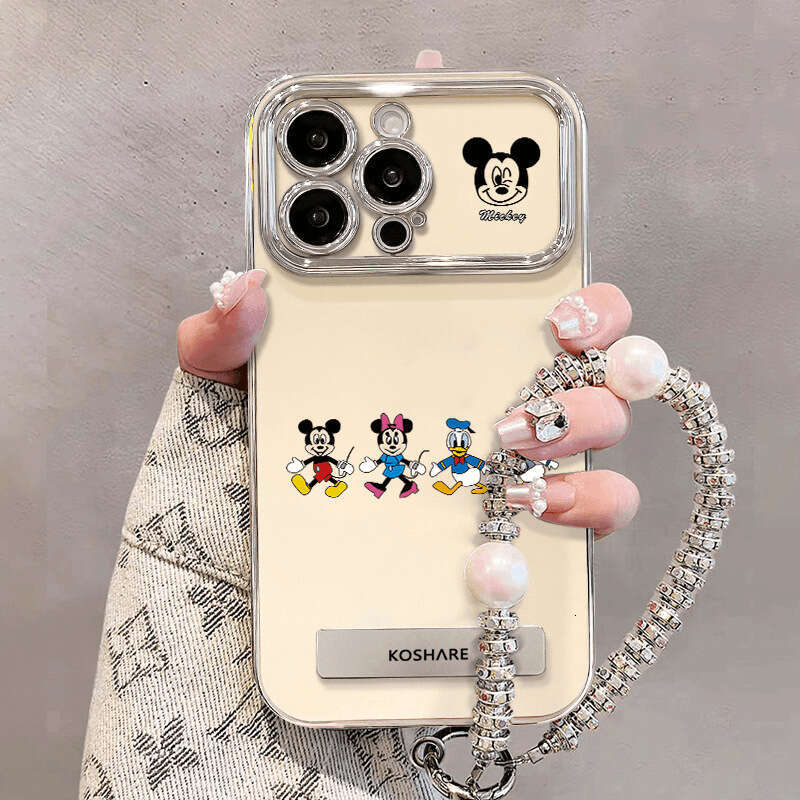 Mickey Family Compatible Apple 17 Phone Case Personalized 16 Pro Max Electroplated Large Window 15 Creative Stand 14 Soft S260128