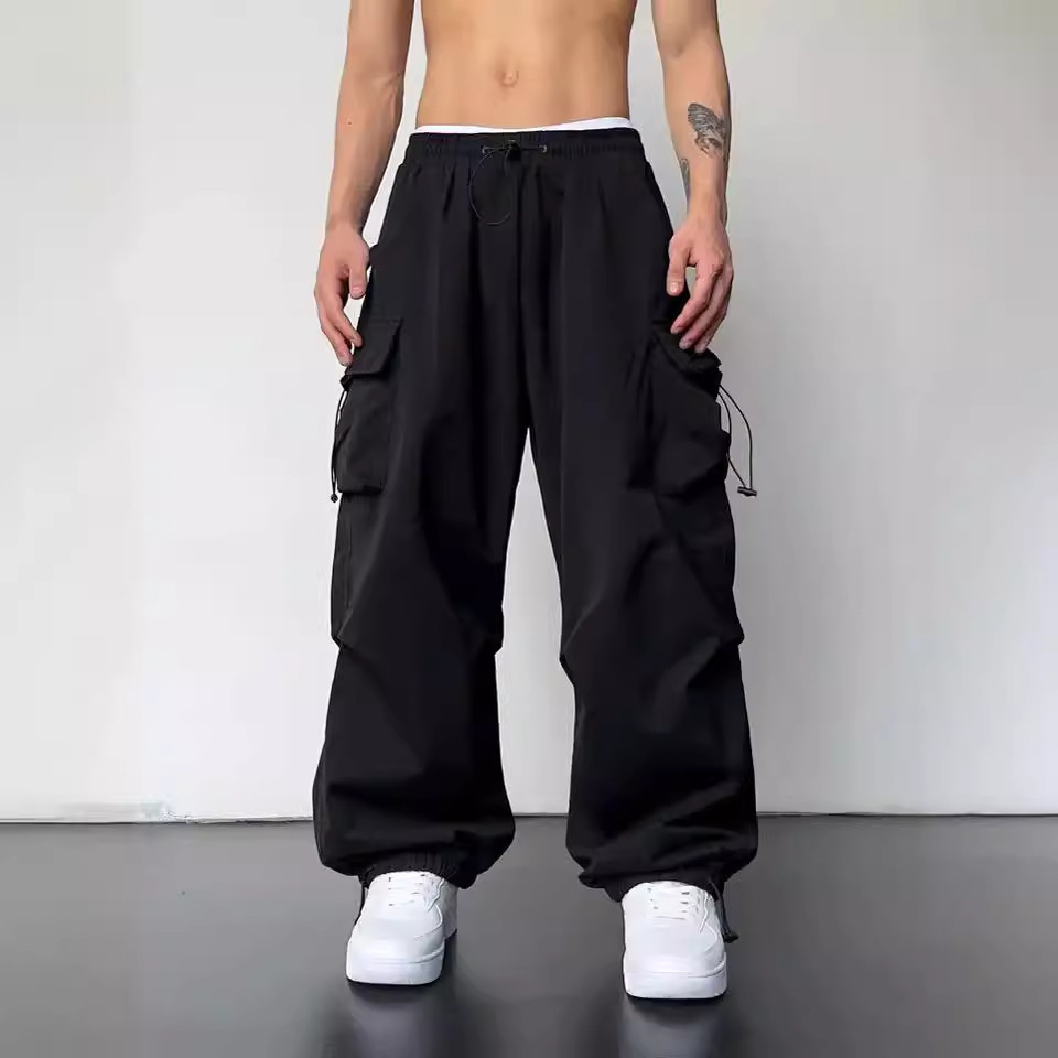 Women's Pants Capris HOUZHOU Y2K Pink Cargo Parachute Pants Oversize Hip Hop Jogging Sweatpants Egirl 90s Aesthetic Vintage Wide Leg Trousers Fem