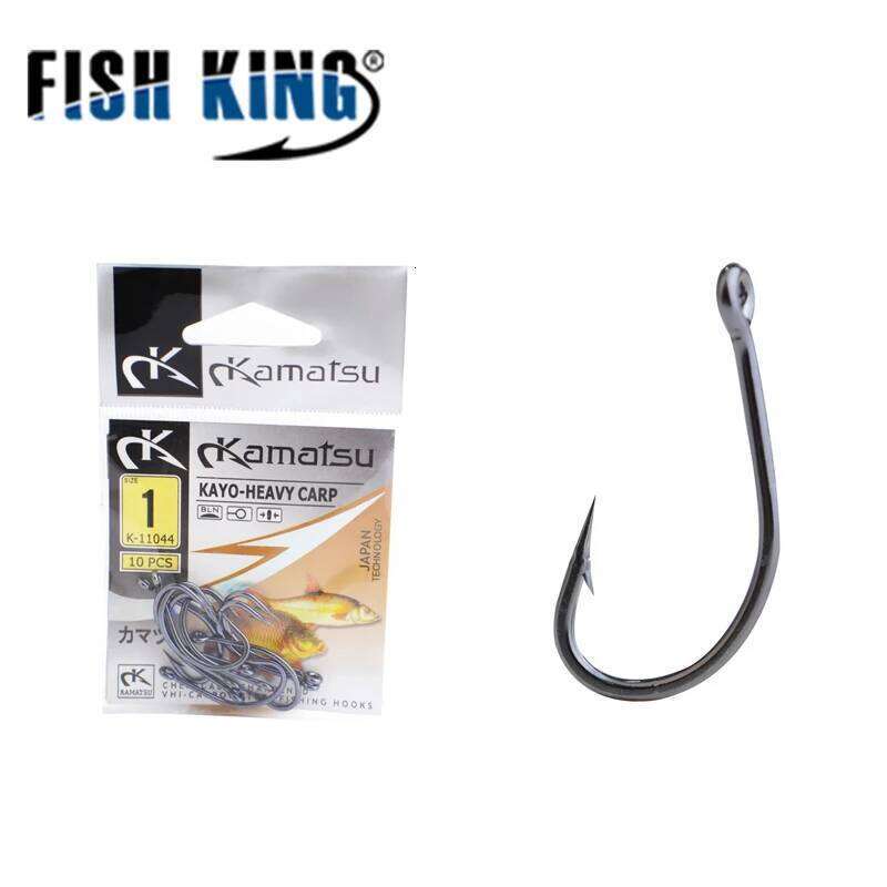 FISH KING 10-30Pcs Carp High Carbon Steel Fishhook Black Nickel Fish Hook Ringed Bait Holder Fishing Accessories Z260128