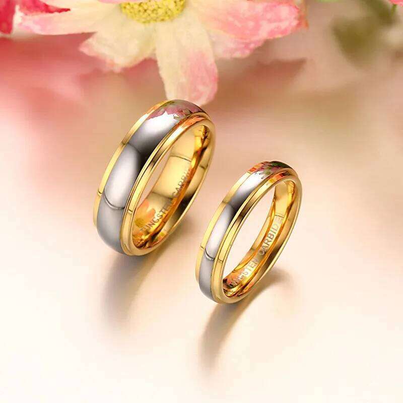 Vnox Jewelry His & Her's Polishing Center Step Edge Tungsten Carbide Wedding Band Ring Woman Men 6MM/4MM Price for 1Pce XJ260127
