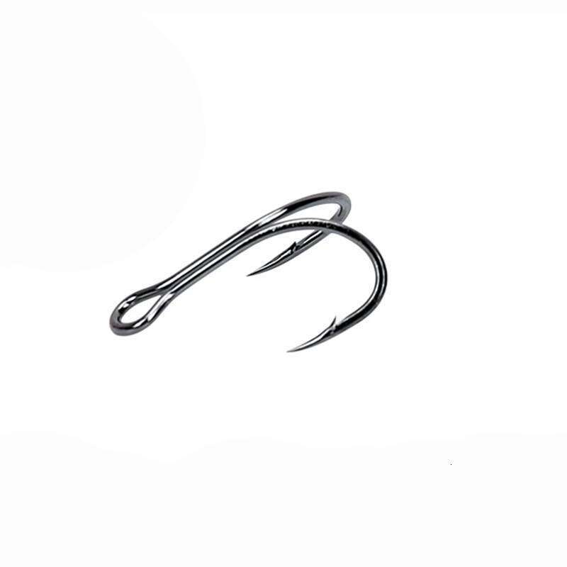 50pcs/box High Carbon Steel 5 Size Treble Barbed Fishhooks Super Sharp Double Hooks Sea Tackle Fishing Accessories Z260128