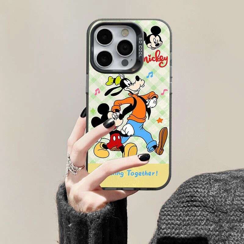 Animation Suitable for iPhone 16 Pro Max Mickey Goofy Phone Case 15 Plus Silver 14 Shockproof 13 Cartoon S260128