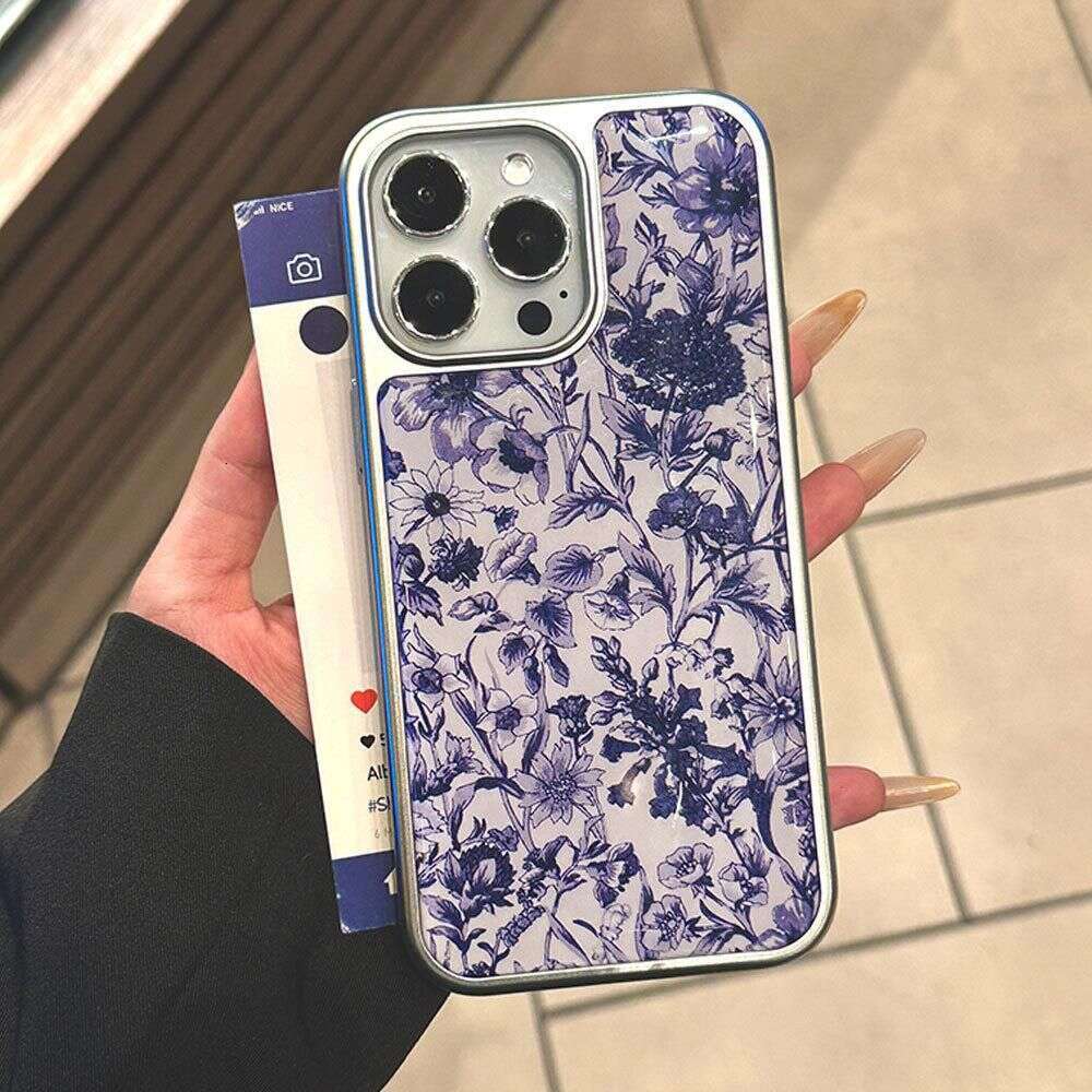Minimalist Style Blue and White Compatible with iPhone 17 Hydrogel 16 Pro Max Phone Case 14 Electroplated 13 Large Hole 12 Epoxy 15 S260128