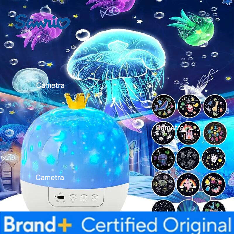 Sanrio Crown Fantasy Star Sky Projection Night Light 15in1 Bedroom Ceiling Rotating Atmosphere Lamp Home Decoration Kids Birthday Gift H260128