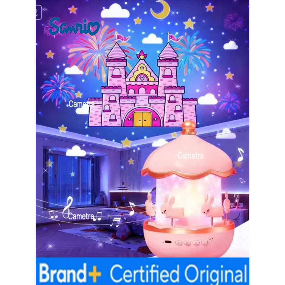 Sanrio Cartoon Rabbit Projection Bedside USB Charging Rotate Projector Night Light with Speaker for Home Room Decor Kids Gifts H260128