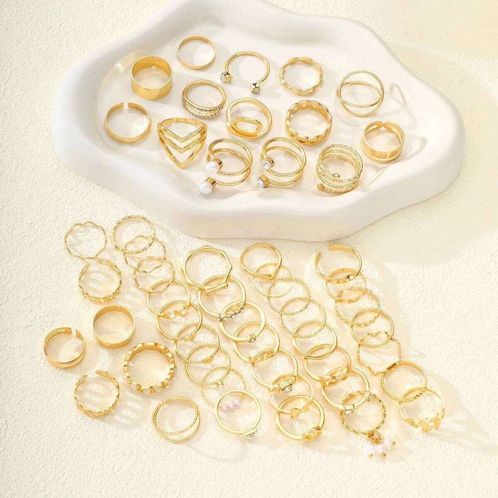 New Fashion Geometric Knuckle Rings Set For Women Boho Butterfly Heart Zircon Gold Color Finger Ring Trendy Party Jewelry Gifts XJ260127