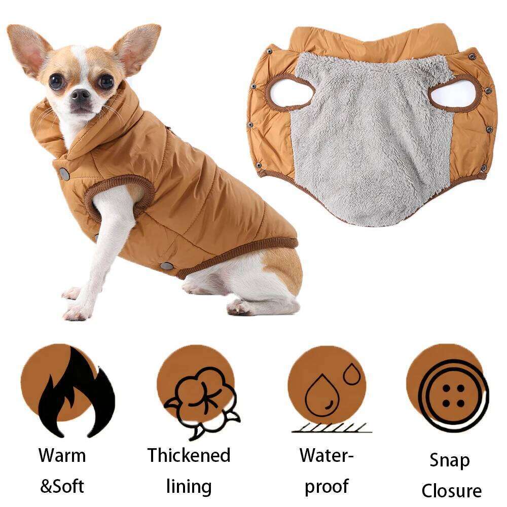 Thicken Fleece Dog Jacket Winter Warm Puppy Coat With D-ring Outdoor Waterproof Pet Outfits For Small Medium Dogs Chihuahua XJ260127