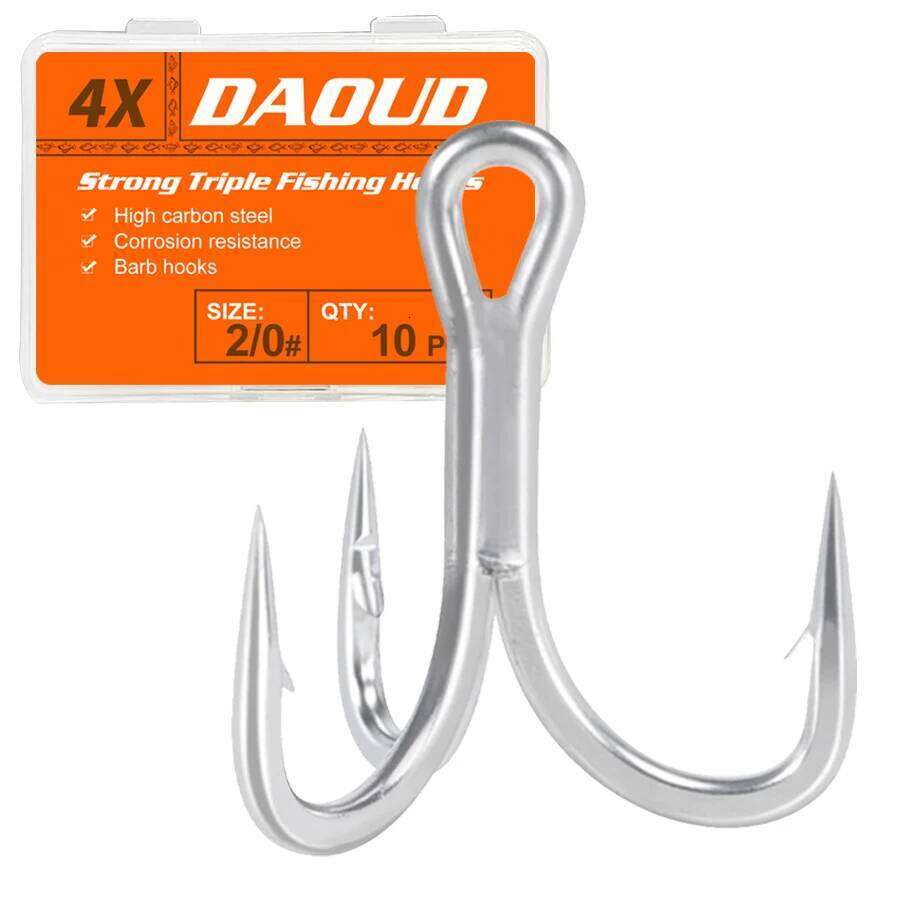 4x Strong Treble 10Pcs Saltwater Carbon Steel Fishhooks High Strength Hooks Fishing Tackle 8#-3/0# Z260128