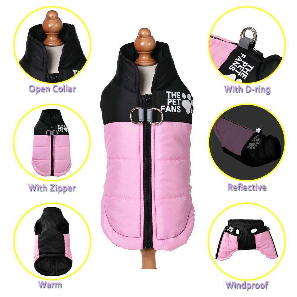 Warm Winter Dog Coat Small Medium Dogs Cat Vest Autumn Reflective Printed Puppy Jacket Costume Chihuahua Pug Pet Outfits XJ260127