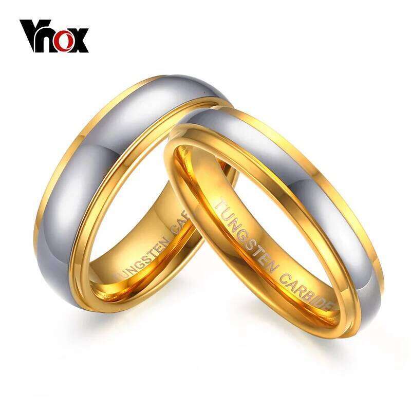 Vnox Jewelry His & Her's Polishing Center Step Edge Tungsten Carbide Wedding Band Ring Woman Men 6MM/4MM Price for 1Pce XJ260127