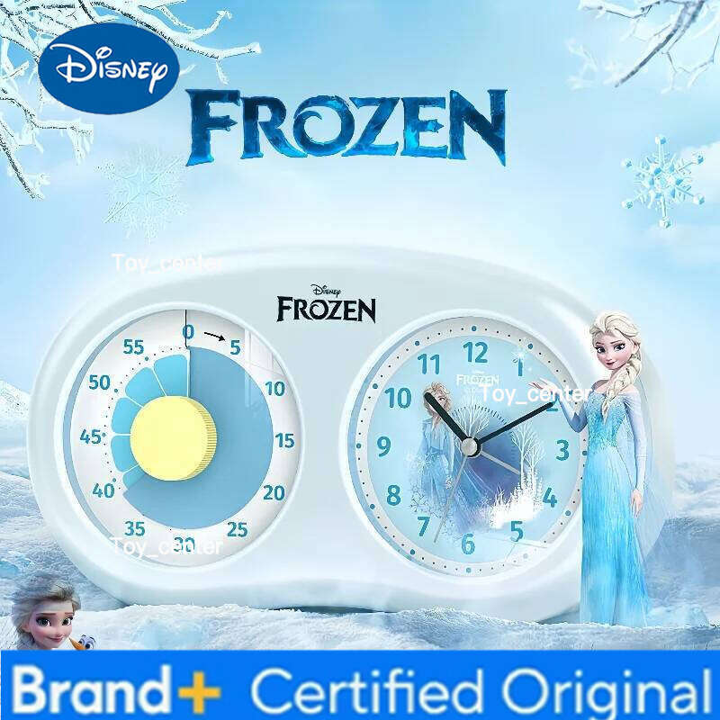 Disney Elsa Student Alarm Cute Cartoon Personalized Creative Dual-Screen Silent Clock Birthday Gift for Boys and Girls H260128