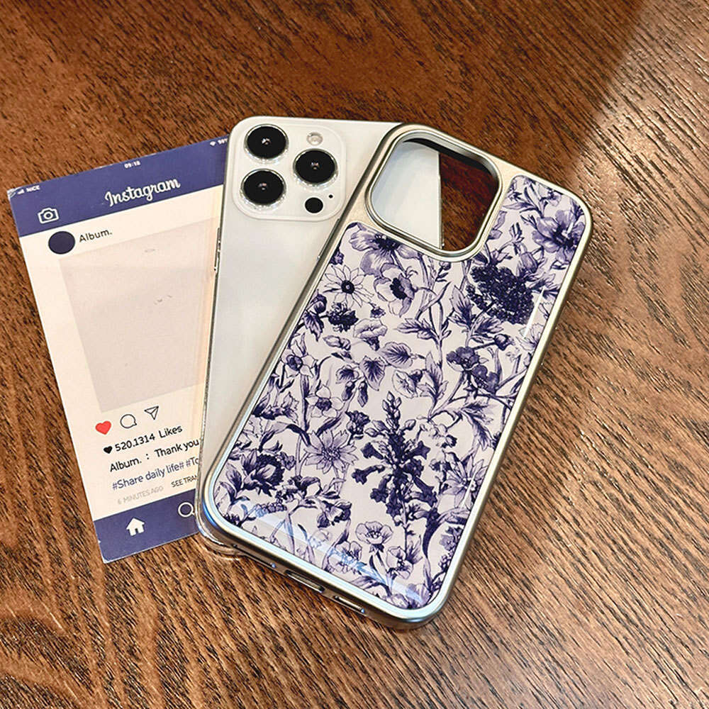 Fresh and Simple Full Screen Flowers Electroplated Phone Case for iPhone 16 Pro Max, Apple 15 Resin Protective Cover 14 S260128