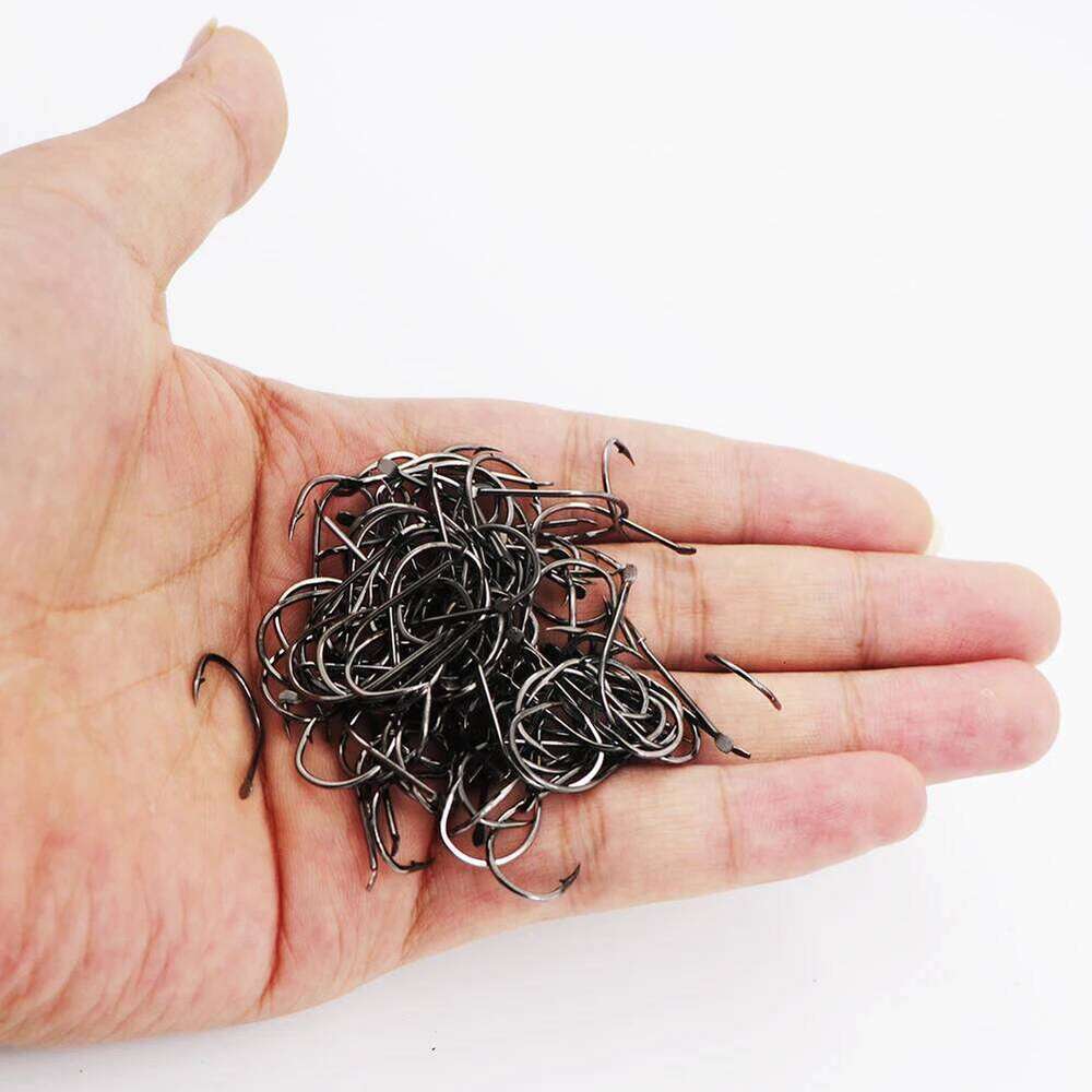 100pcs/box Durable Jig Fishhooks Barbed High Carbon Steel Hook Flat Head Carp Lure Fishing Tackle Box Z260128