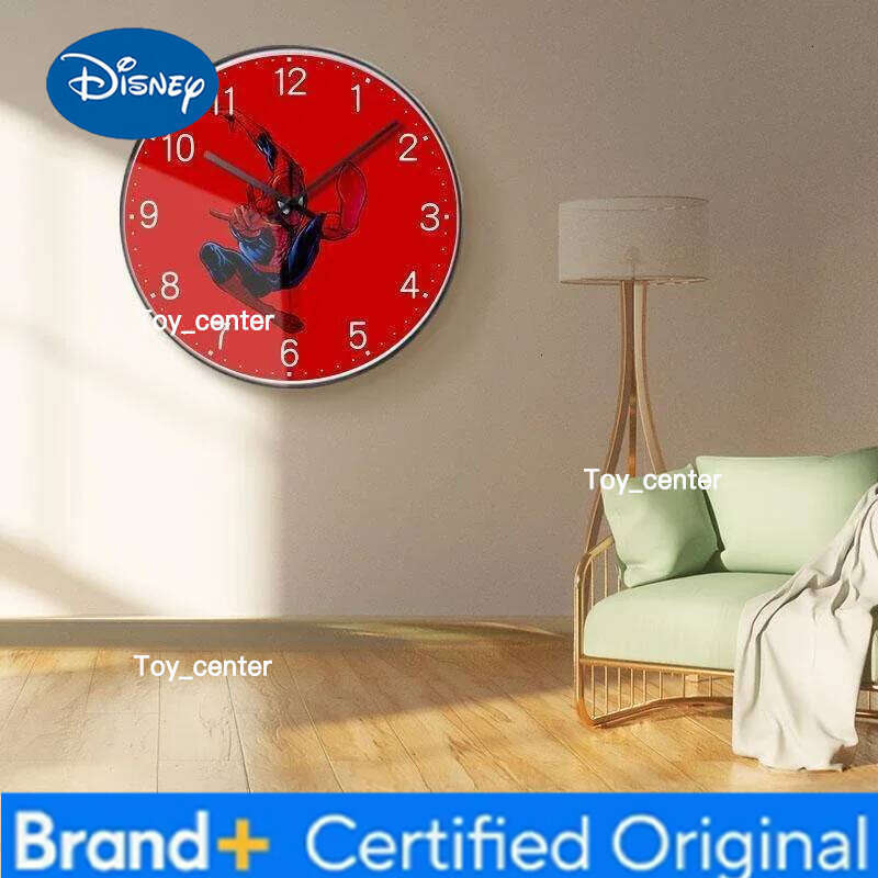 Disney Marvel The Avengers Spiderman Peripheral Movies Cartoon Simple Round Silent Travel Time Living Room Clock Wall Decoration H260128