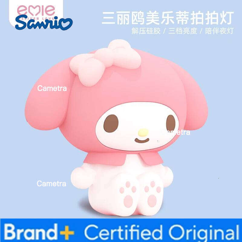 Sanrio New My Silicone Anime Figures Melody Clap Light Bedroom Sleep Atmosphere Night Lamp Ornaments Toy Gift H260128