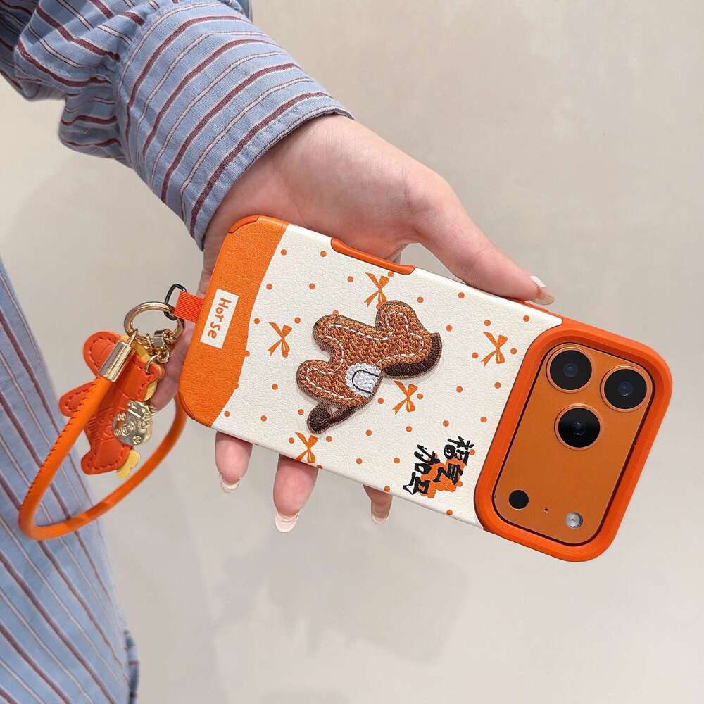 Suitable for iPhone 17/16 Phone Embroidered Pony 15 Pro Max New Pendant Huawei Mate 80 Case S260128